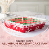 8" Square Holiday Cake Pan with Plastic Lid - Case of 100  #9101X