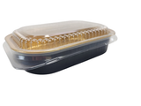 16 oz. Black and Gold Foil Entrée or Take Out Pan with Dome Lid - Case of 100 - 9220PT