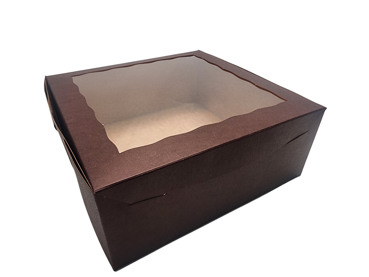 10 x 10 x 4 Colored Lock Tab Window Bakery Boxes - Case of 100 - #10104W