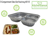 3 Compartment T.V Dinner Tray with Board Lid - Case of 250 - #210L