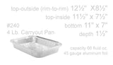 4 lb. Disposable Oblong  Food Pan with Board Lid  -Case of 250  #240L