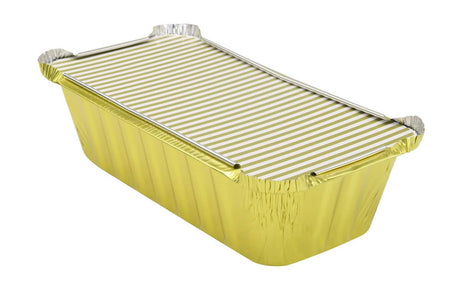 2 lb. Colored Closable Foil Loaf Pan with Board Lid - Case of 1000 - #1850L