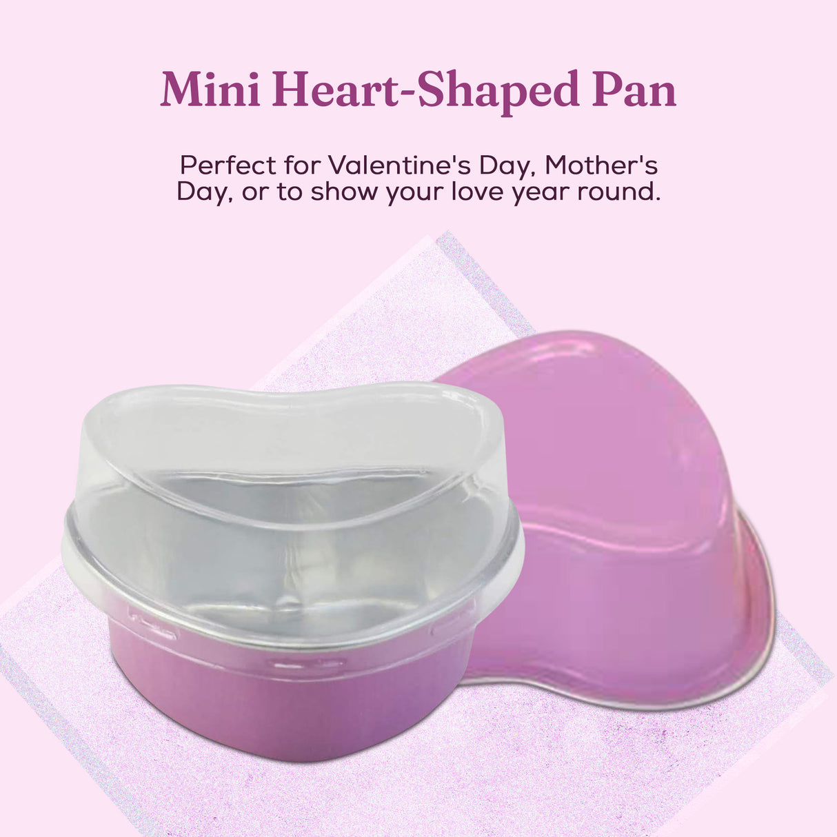 Mini Heart Shaped Foil Pan with Plastic Lid - Case of 2000 - #3055P