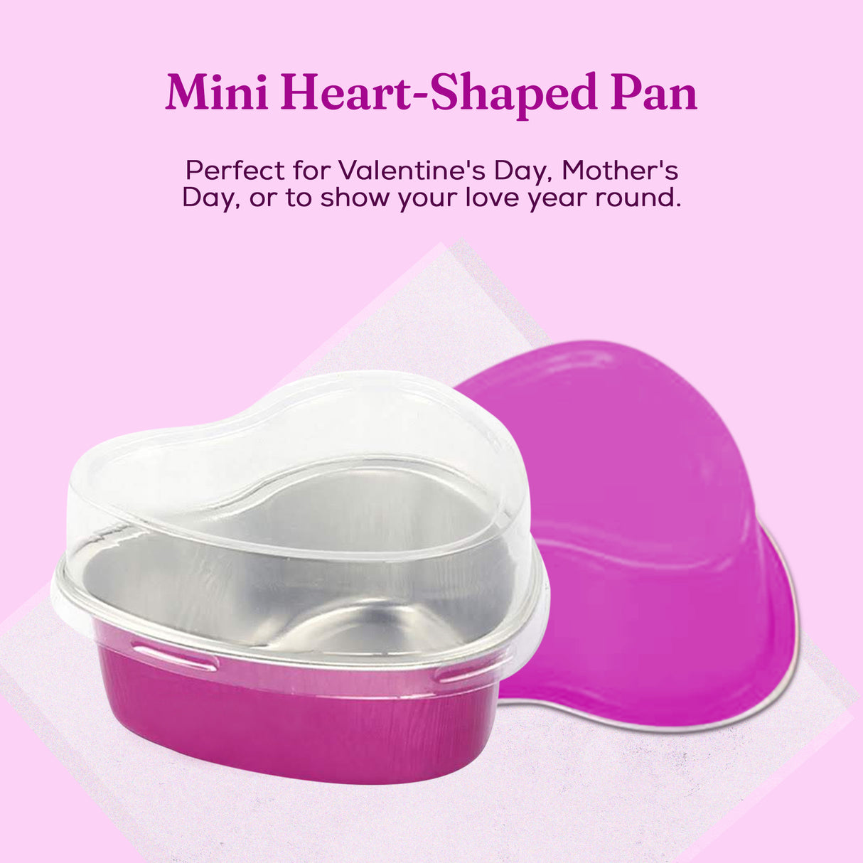 Mini Heart Shaped Foil Pan with Plastic Lid - Case of 2000 - #3055P