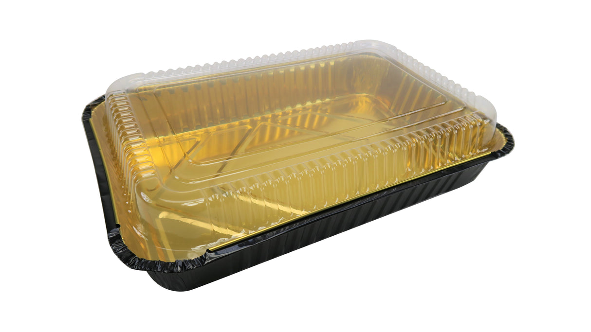 4 ½ lb. Colored Disposable Food Pan w/ Plastic Lid - Case of 200  #52180P