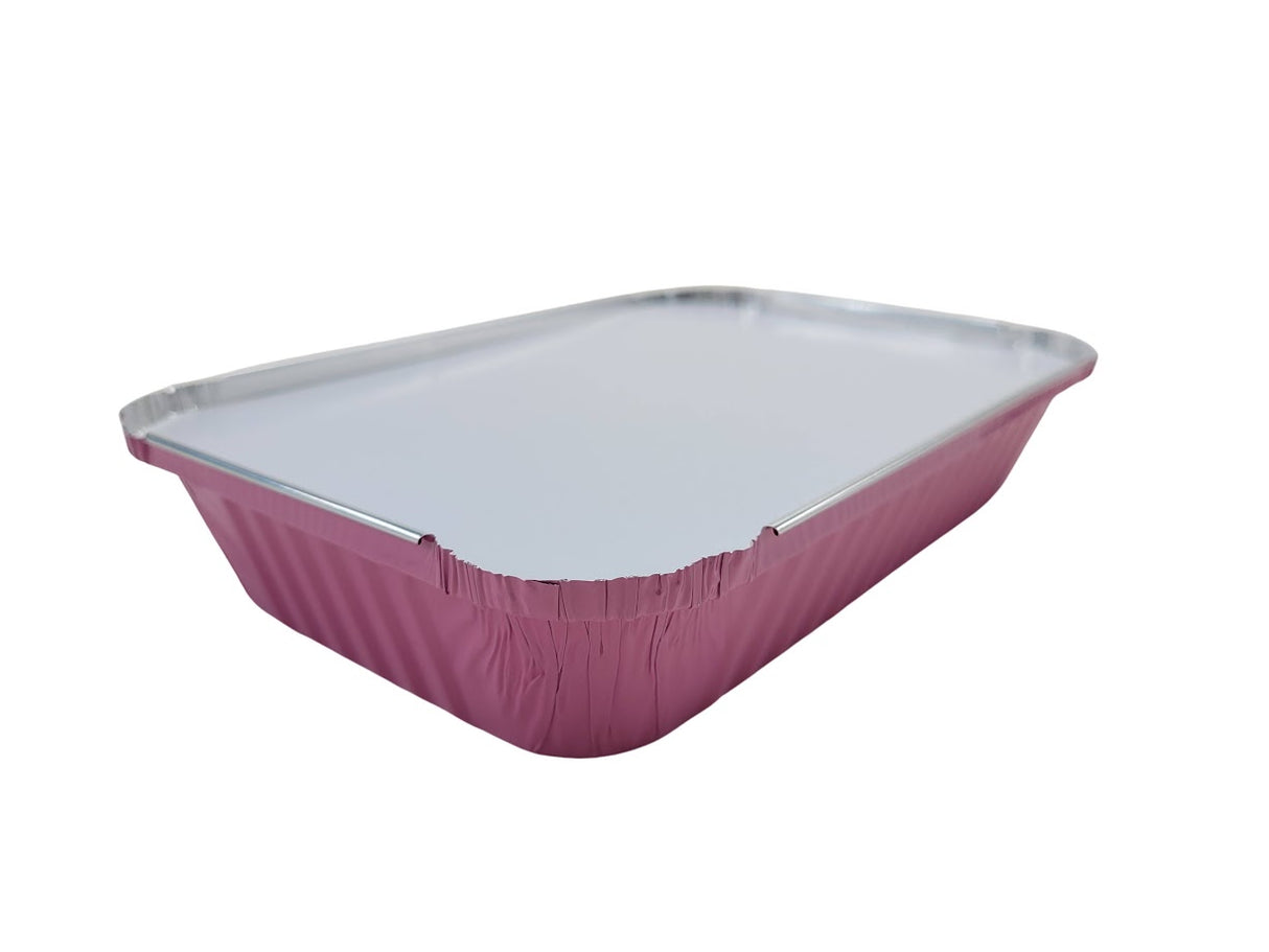 1½ lb. Shallow Colored Oblong Foil Pan with Board Lid - Case of 1000 - #6417L