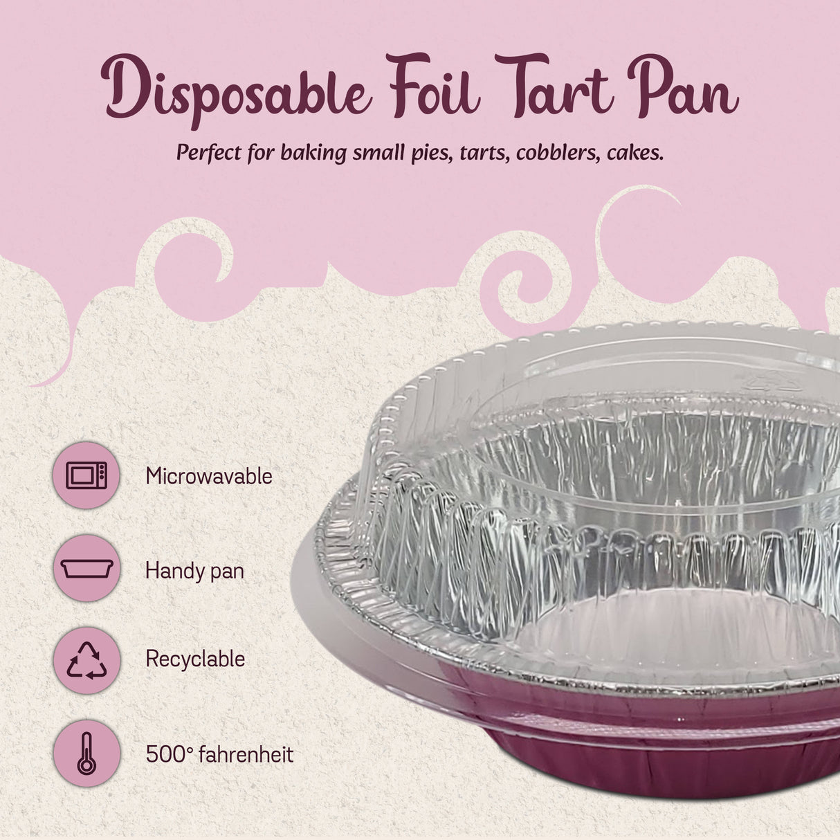 5" Disposable 8 oz.  Foil Tart or Pie Pan w/ Snap on Lids  Case of 1000 - #501P