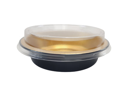 Handi-Stax 7" Round Gourmet To-Go Take Out Pans with Lids - Case of 50