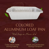 2 lb. Colored  Closable Foil Loaf Pan with Plastic Lid - Case of 1000- #1850P