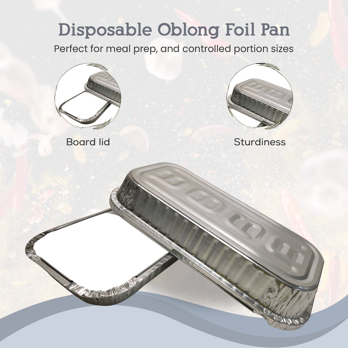 3 lb. Disposable Oblong Entrée Pan with Board Lid - Case of 500 - #110L